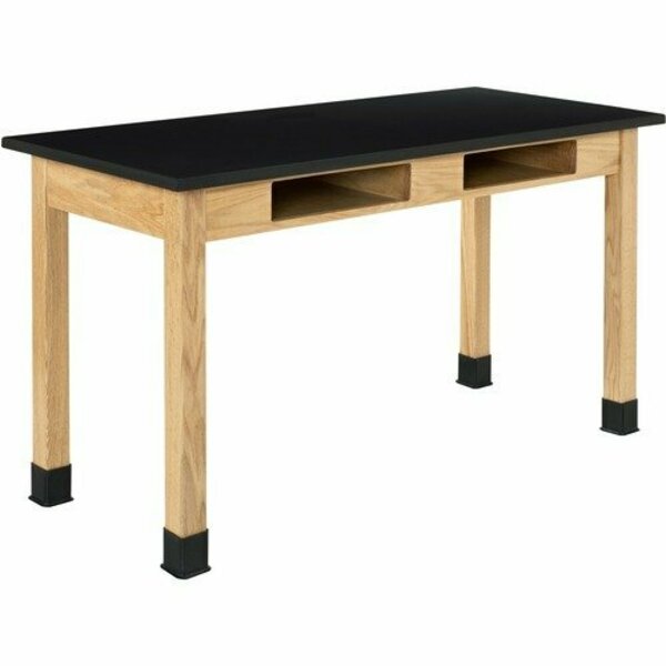 Diversified Spaces Table, w/Compartments, Epoxy, WoodLegs, 54inx24inx30in, Oak/BK DVWC7206K30N